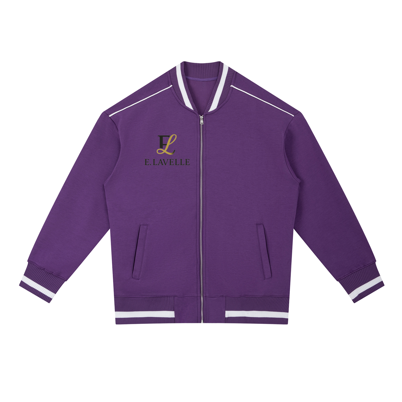 Contrast Piping Zip Bomber Jacket Black & Gold Logo