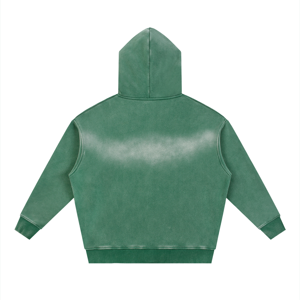 Sunfade Two-way Zipper Boxy Fleece Hoodie Gold Logo