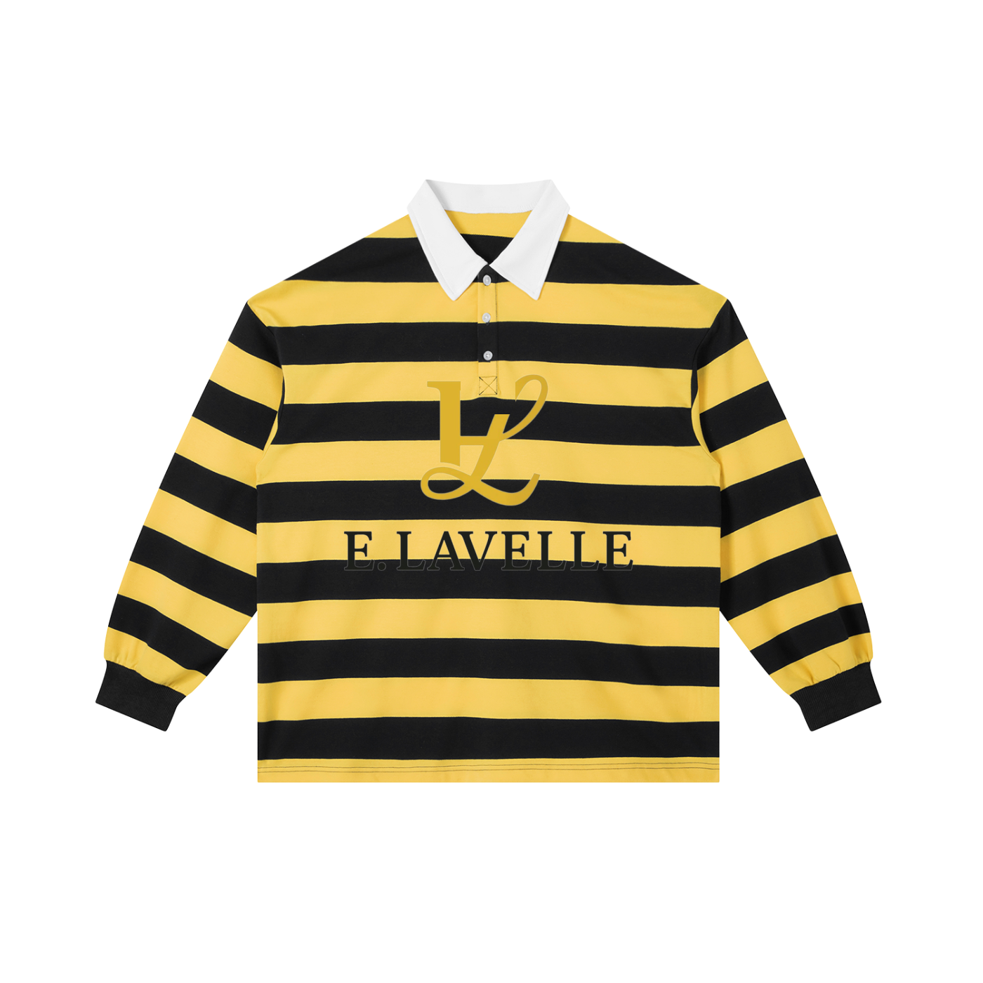Color Block Stripe Polo Shirt Gold Loo