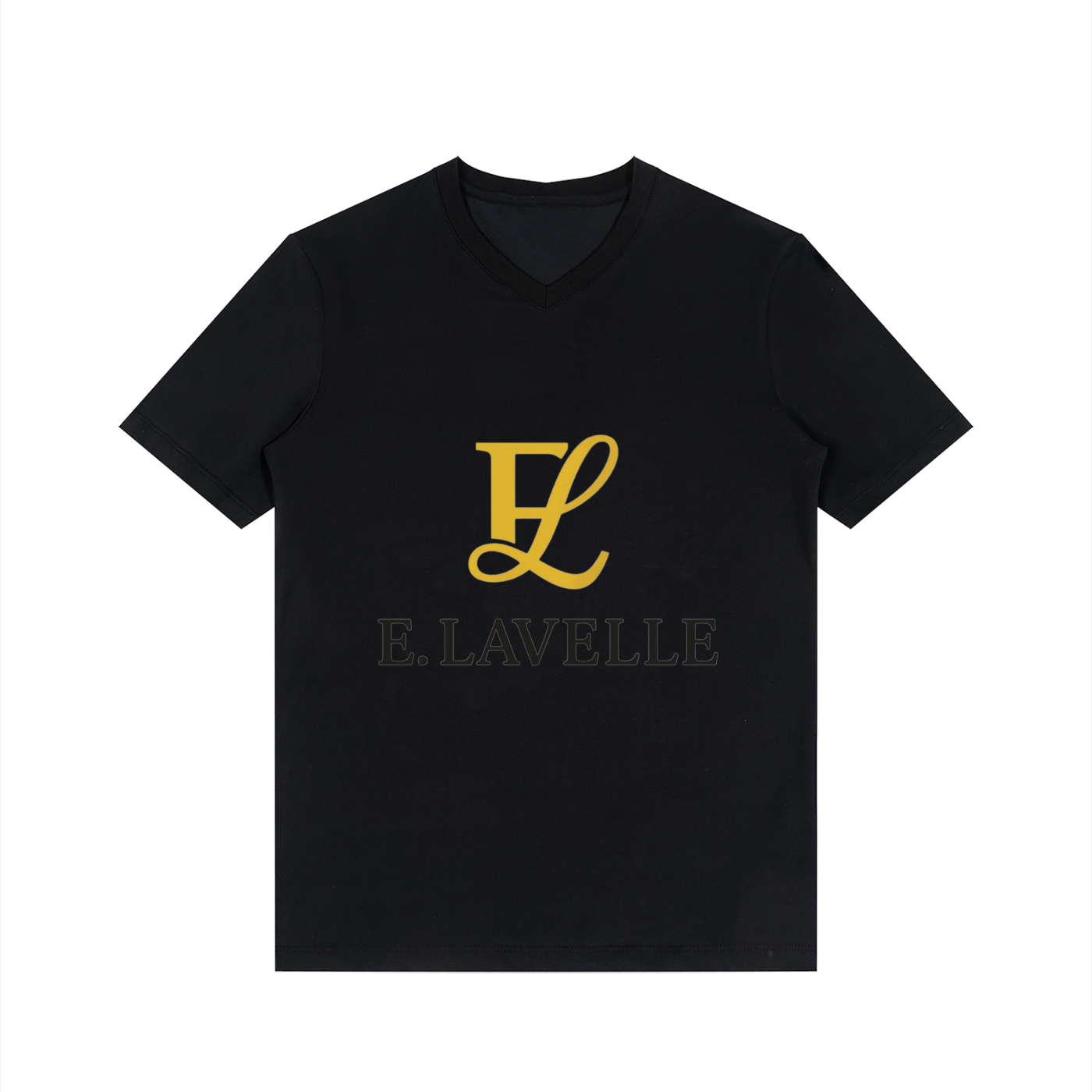 Men's Solid V-Neck T-Shirt Gold Logo