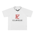 Striped V-Neck Soccer Jersey Red Logo