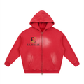 Sunfade Two-way Zipper Boxy Fleece Hoodie Black & Gold Logo