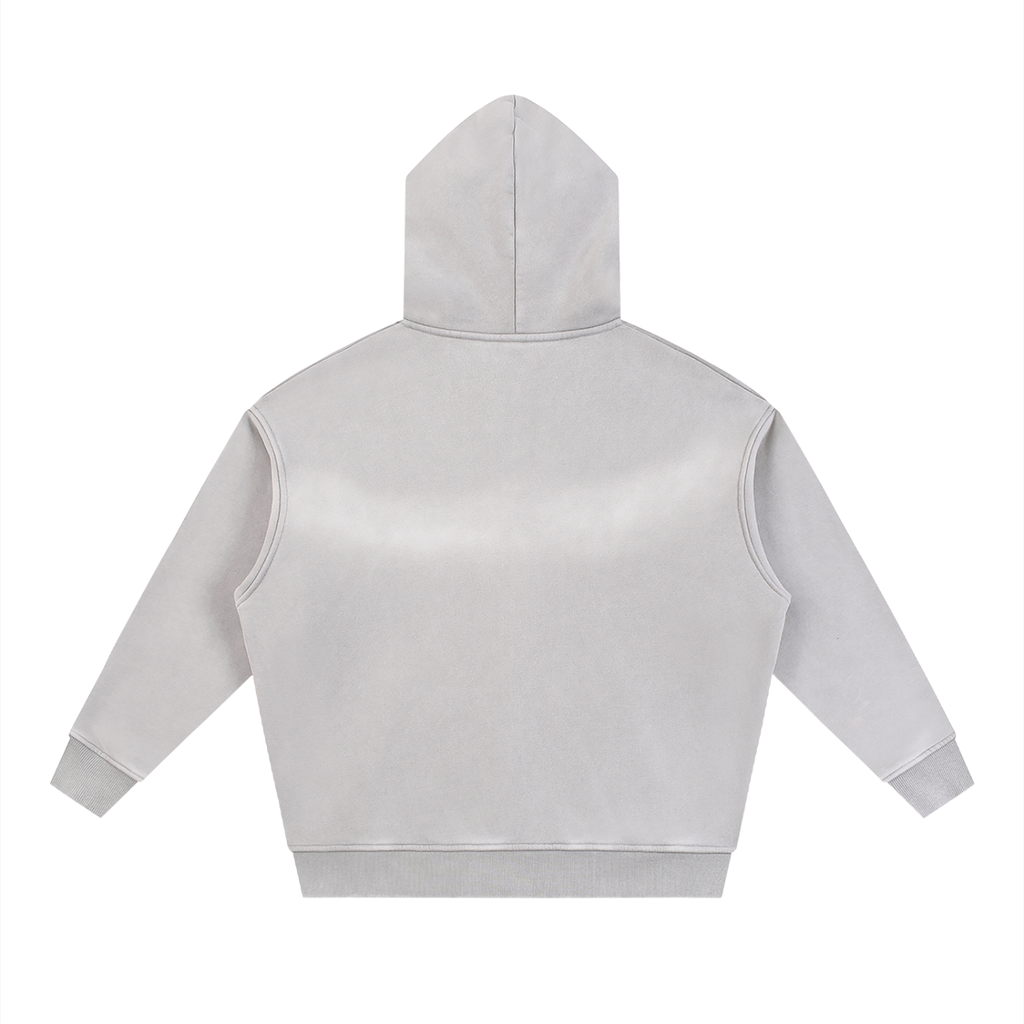 Sunfade Two-way Zipper Boxy Fleece Hoodie Red Logo
