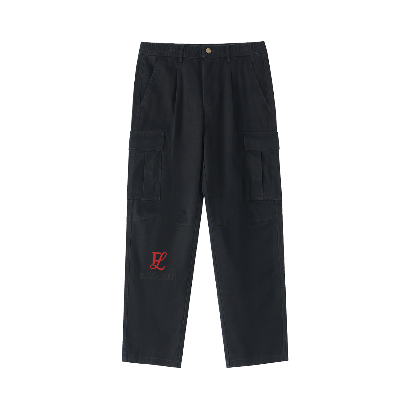 Elavelle Cotton Elastic-Waist Cargo Pants Red Logo