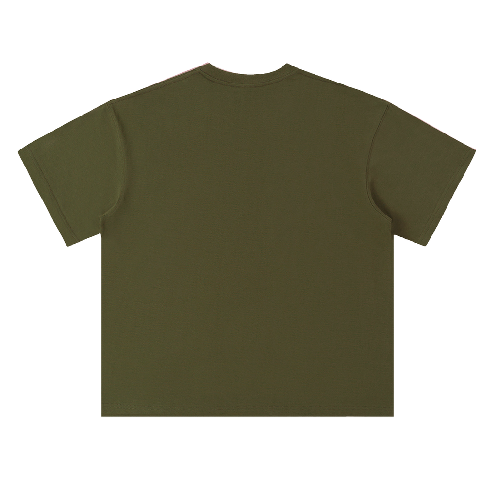 Heavyweight Drop Shoulder Cotton T-Shirt Red Logo