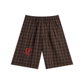 Unisex Plaid Wide Leg Shorts Red Logo