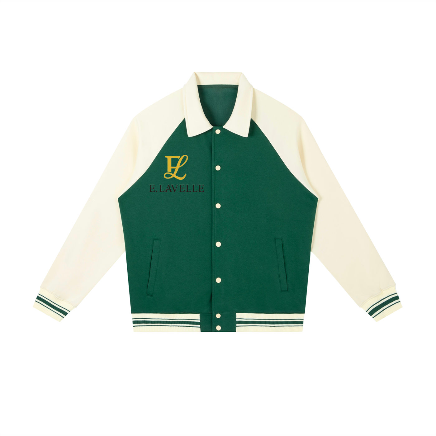 Contrast Raglan Sleeve Baseball Jacket Gold Logo