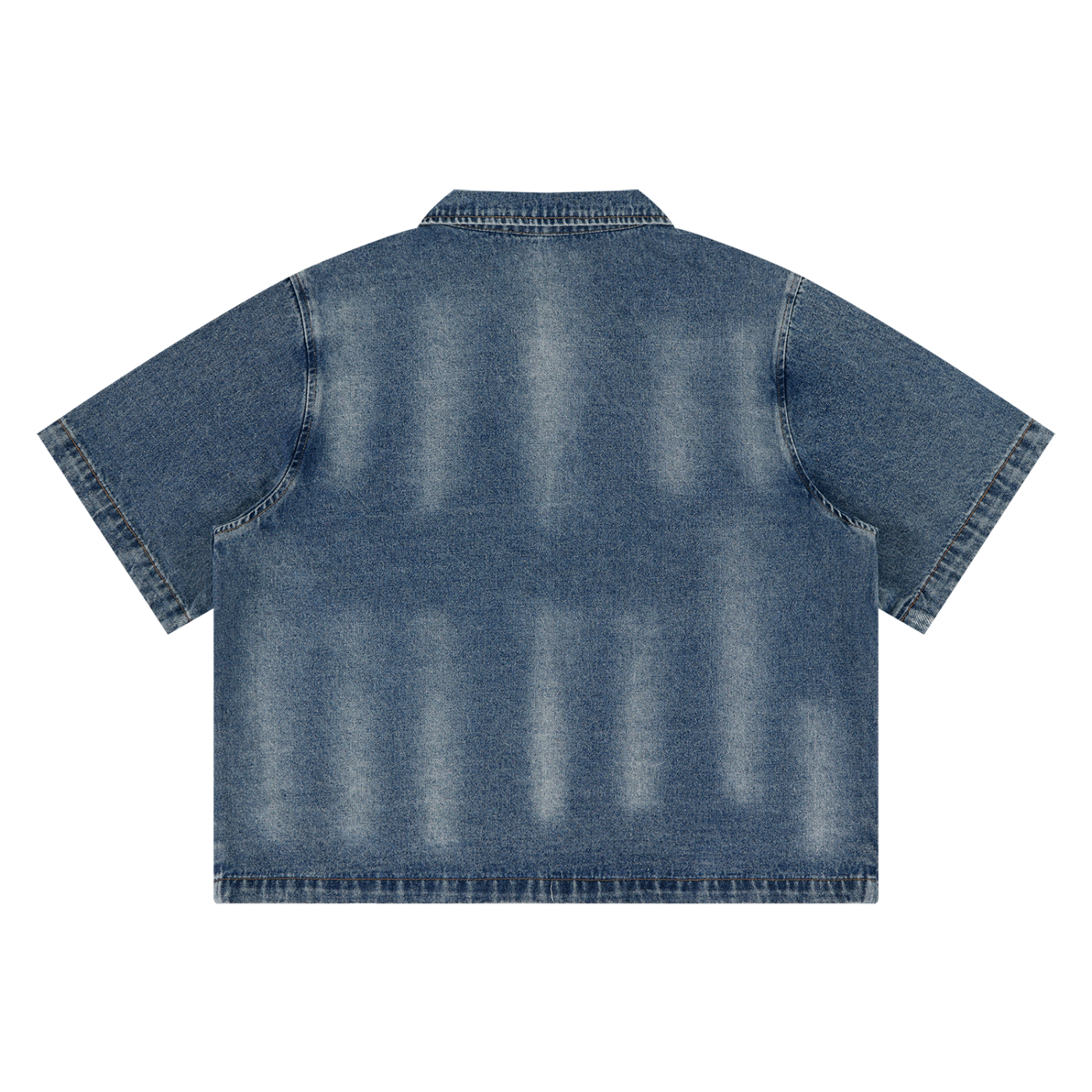 Unisex Vintage Washed Full-Zip Denim Shirt Black & Gold Logo
