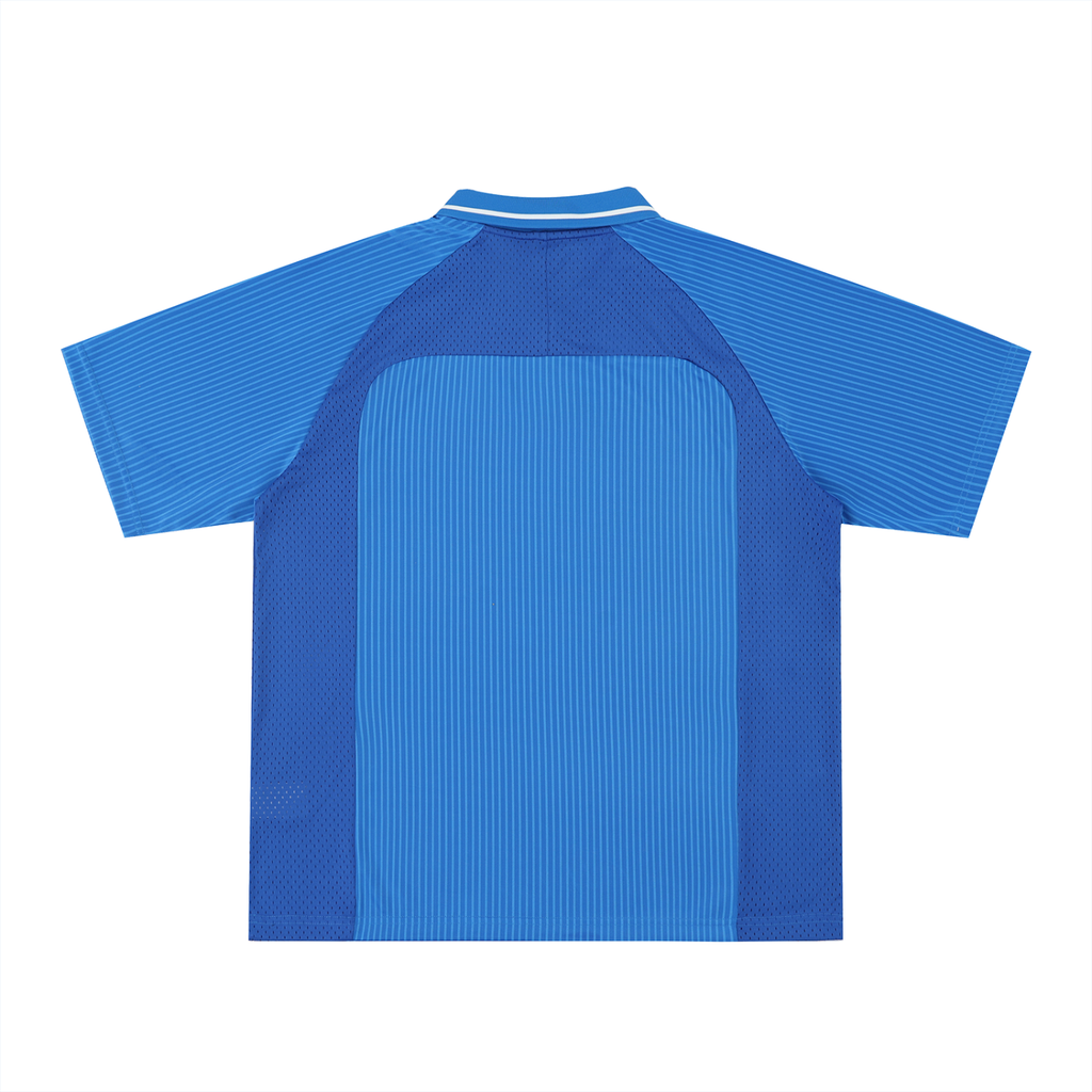 Striped V-Neck Soccer Jersey Red Logo