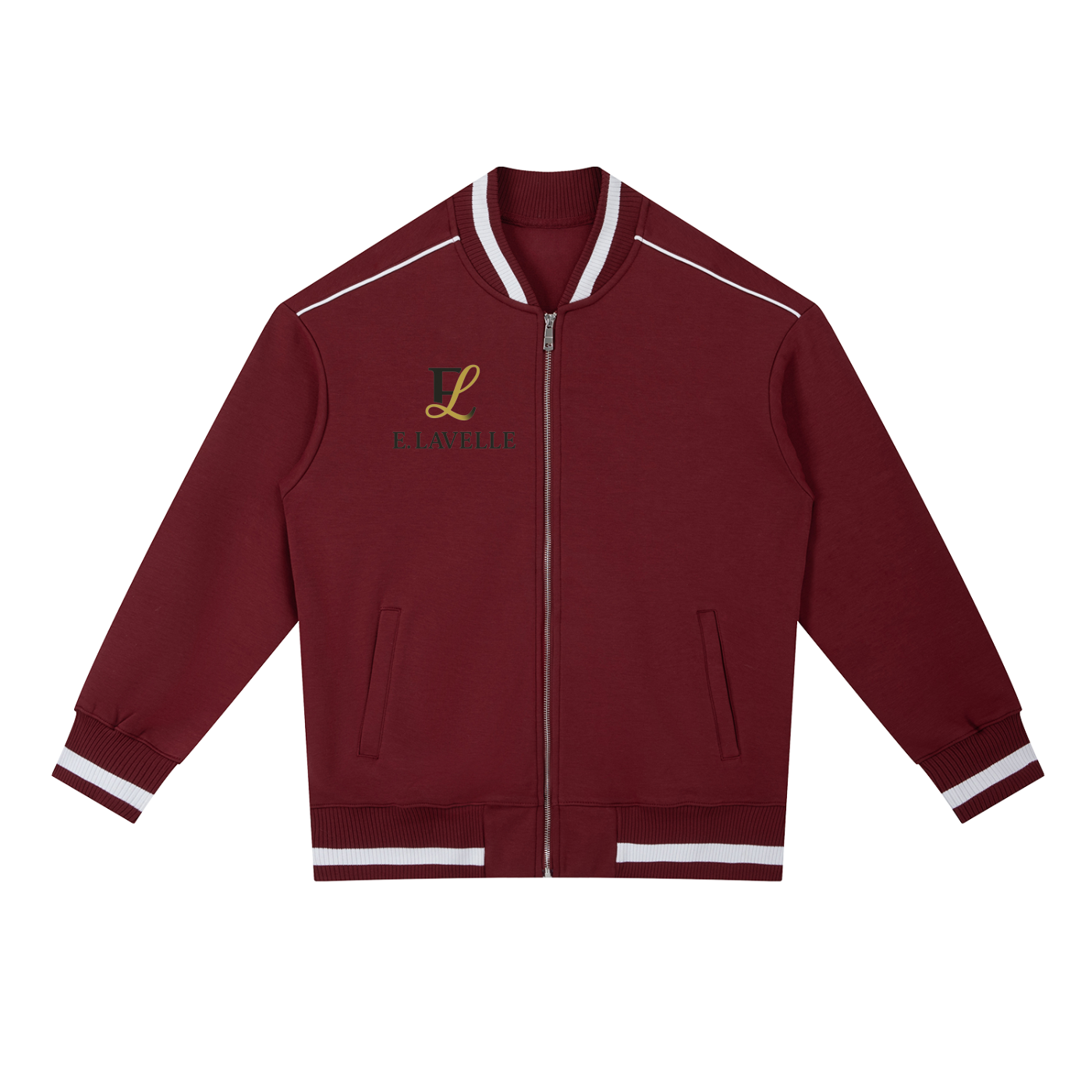 Contrast Piping Zip Bomber Jacket Black & Gold Logo