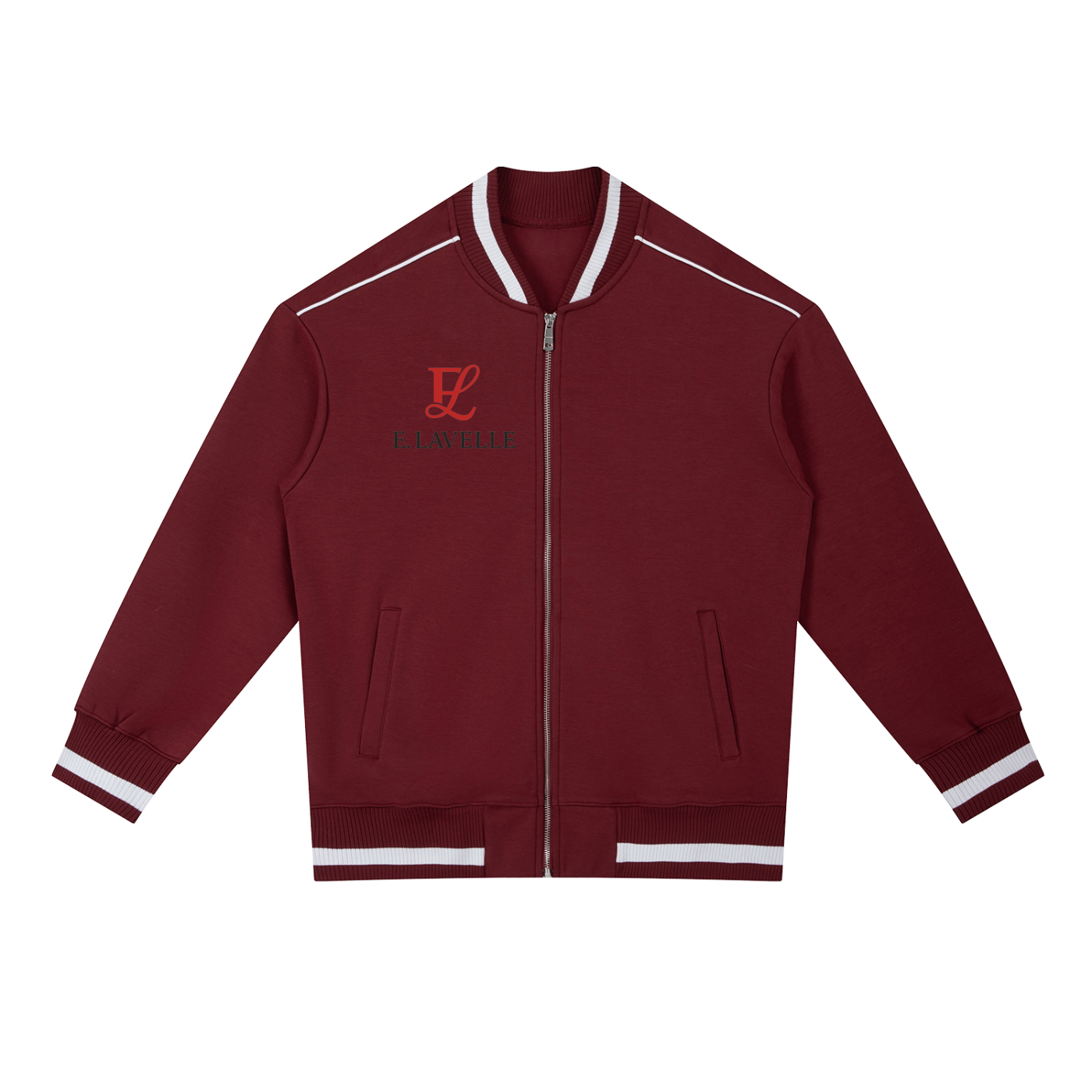 Contrast Piping Zip Bomber Jacket Red Logo