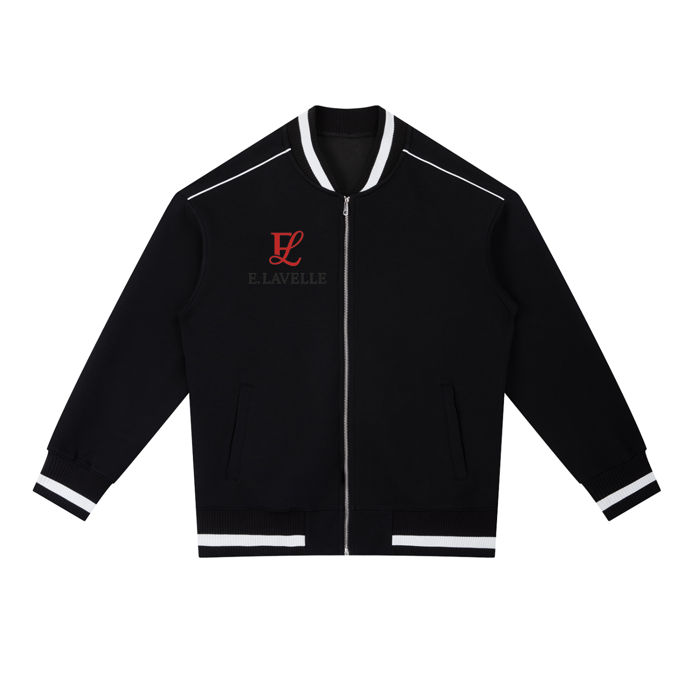 Contrast Piping Zip Bomber Jacket Red Logo