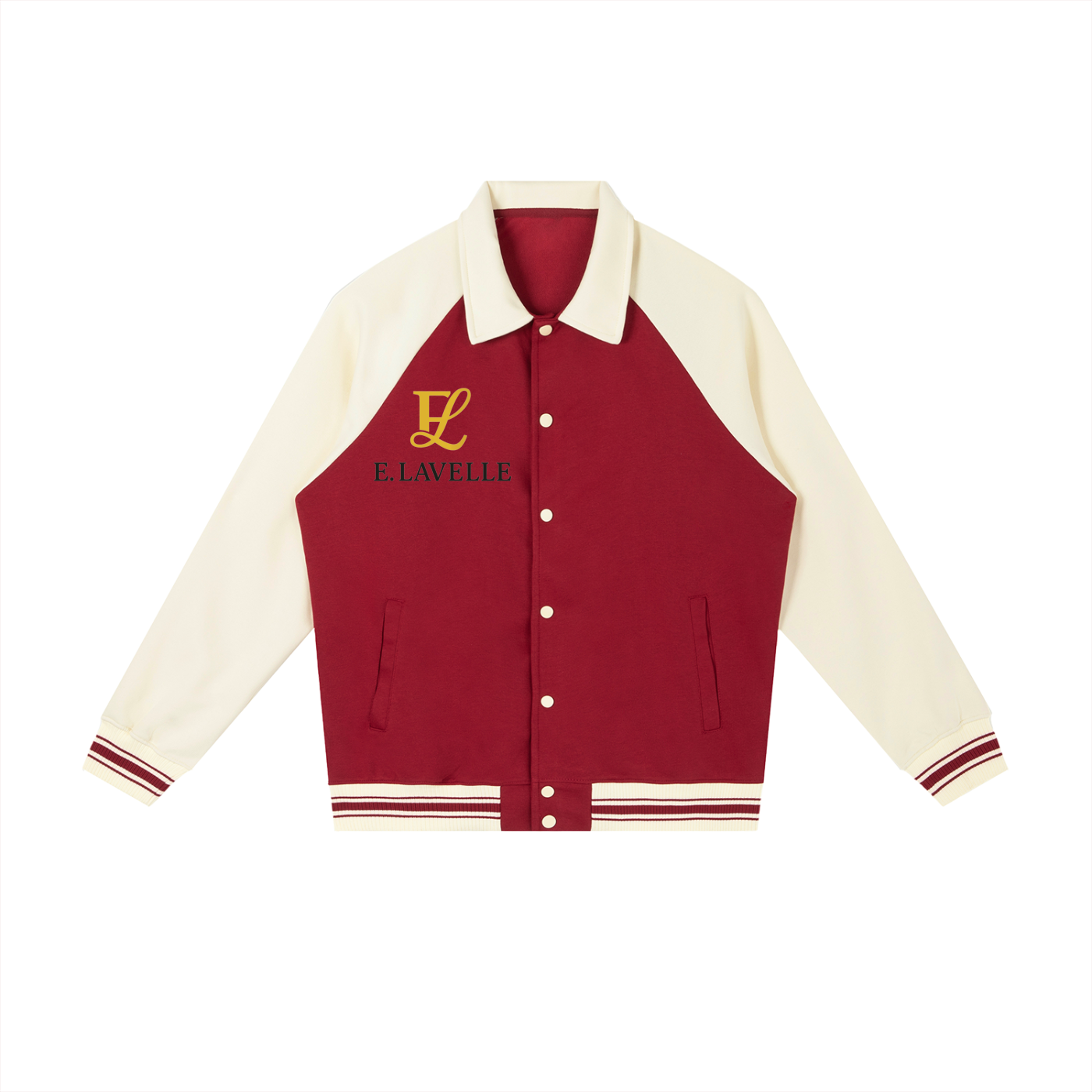 Contrast Raglan Sleeve Baseball Jacket Gold Logo