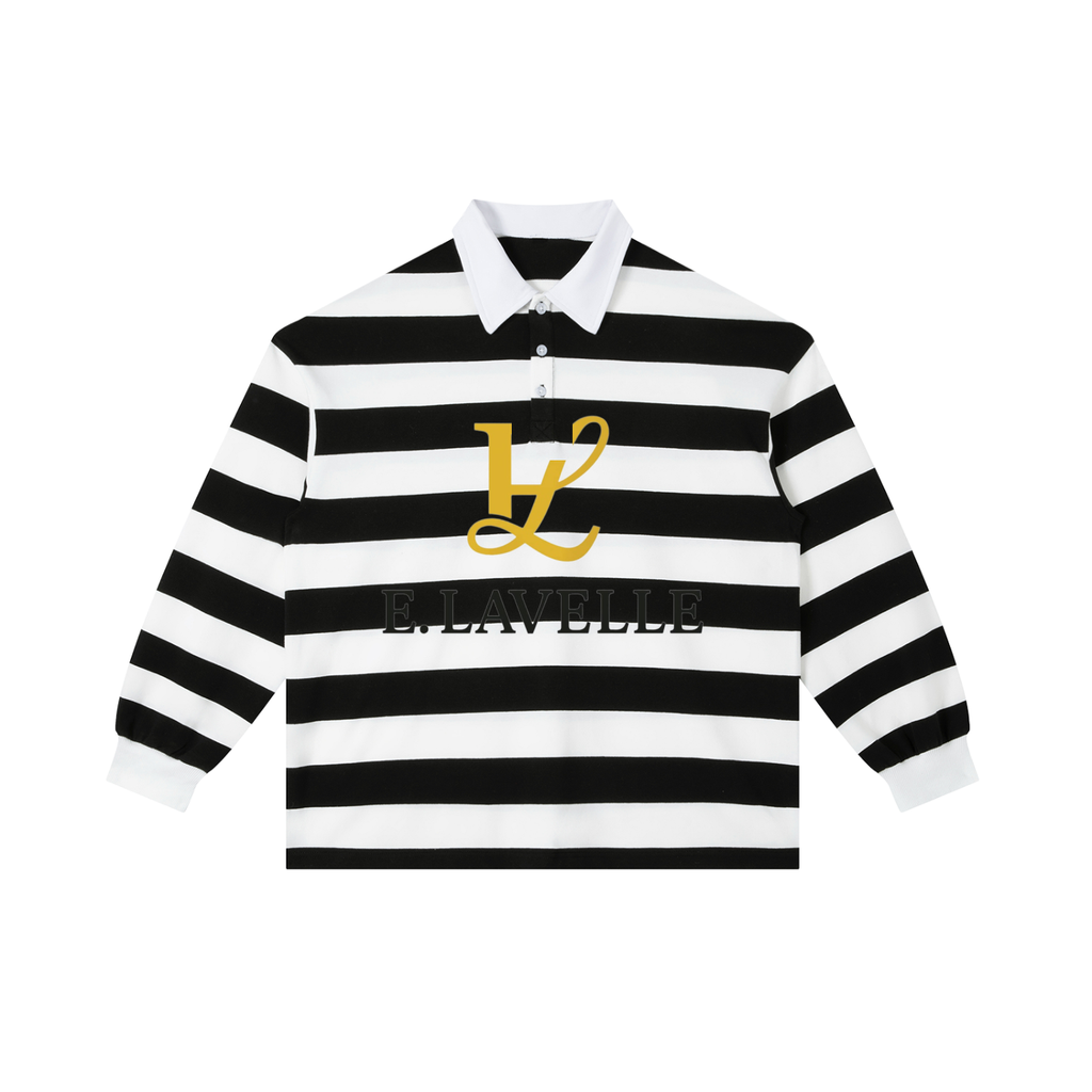 Color Block Stripe Polo Shirt Gold Loo