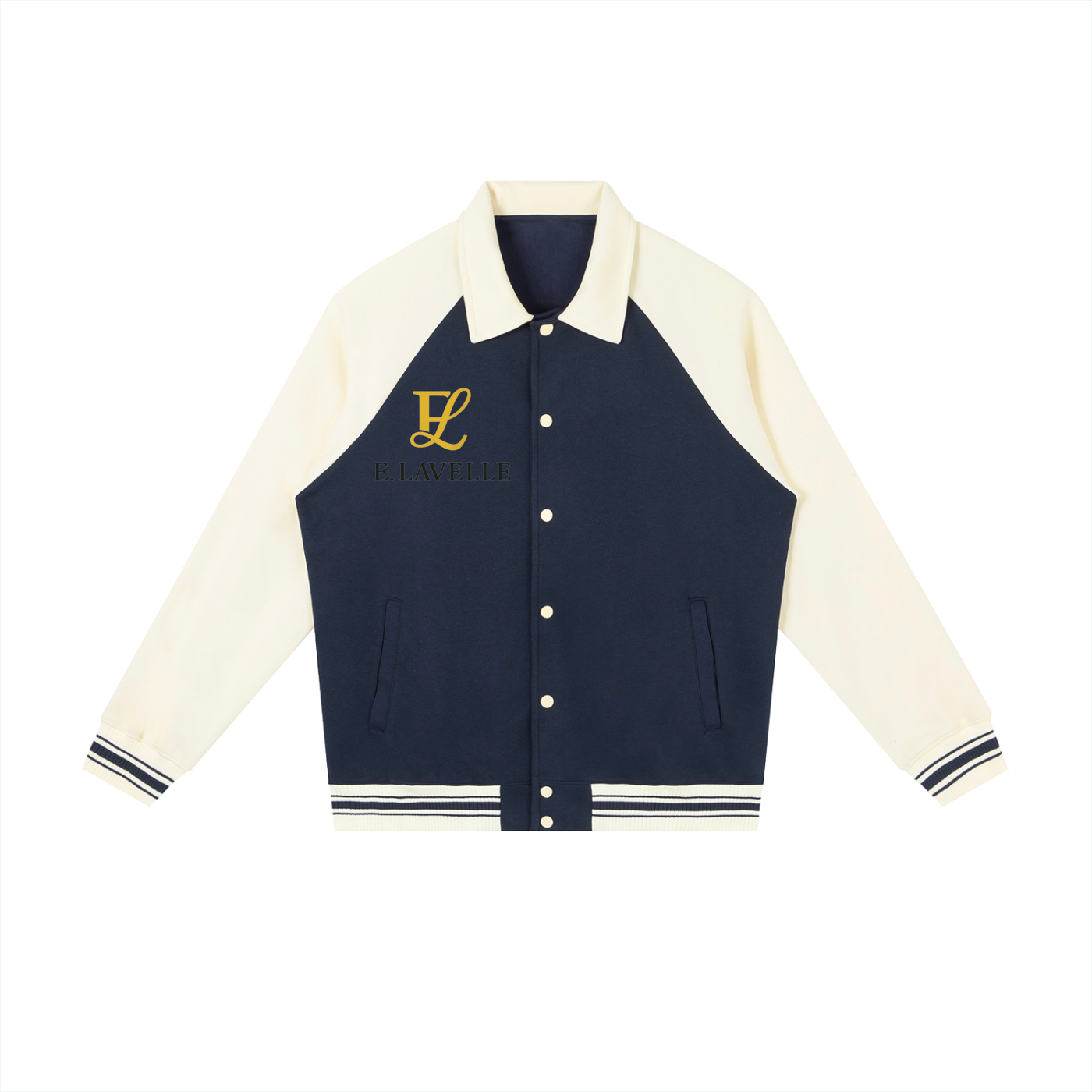 Contrast Raglan Sleeve Baseball Jacket Gold Logo