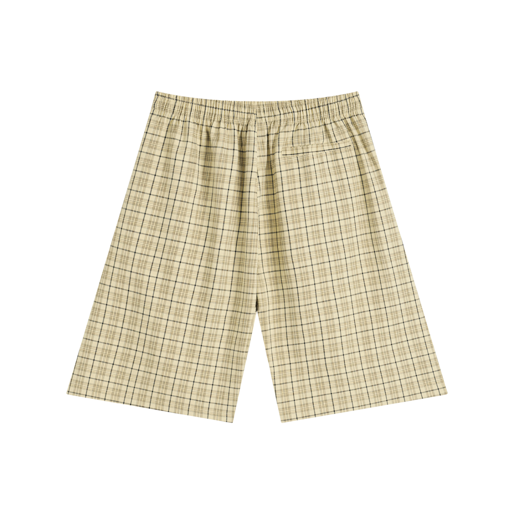 Unisex Plaid Wide Leg Shorts Gold Logo