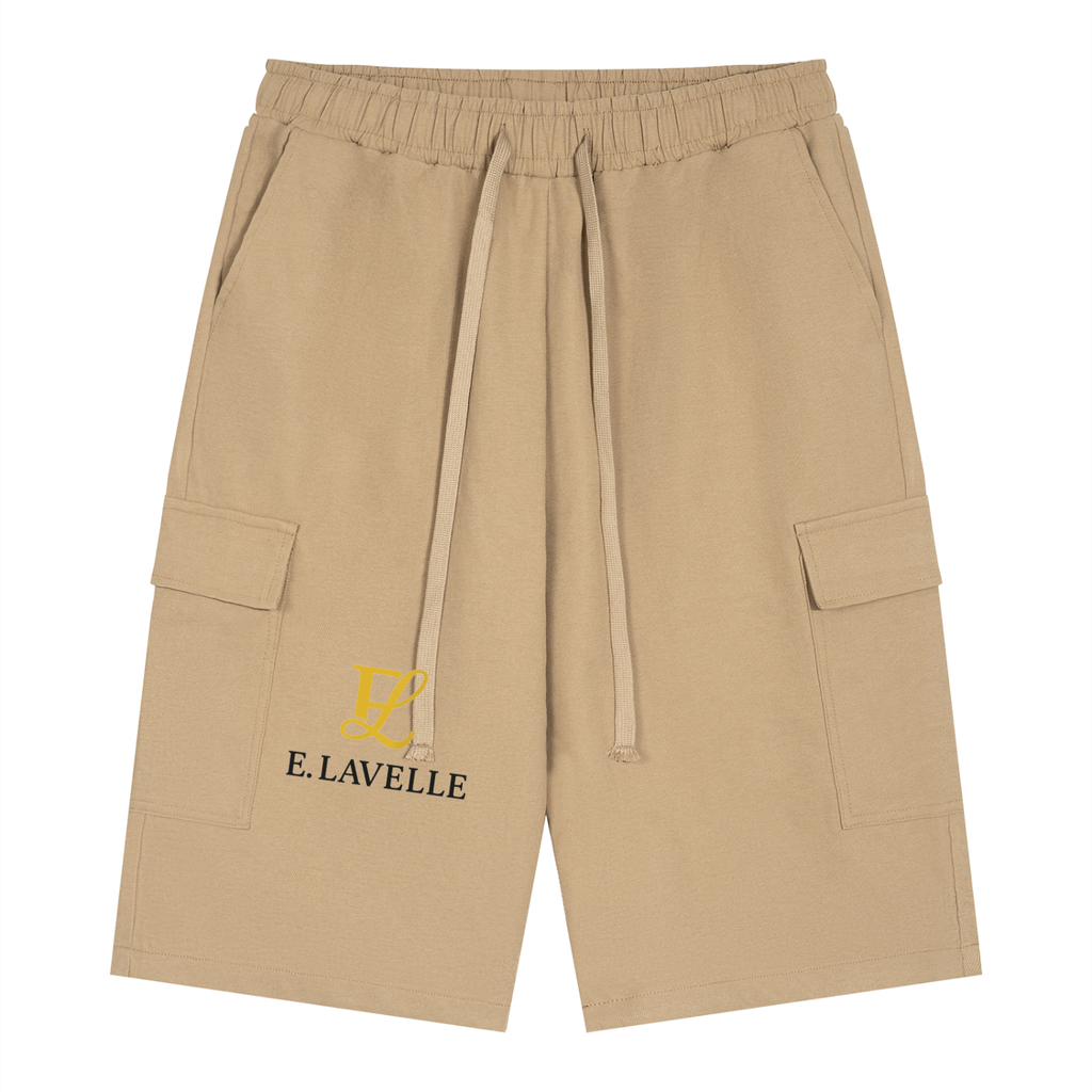 ELavelle Unisex Drawstring Cargo Shorts Gold logo