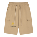 ELavelle Unisex Drawstring Cargo Shorts Gold logo