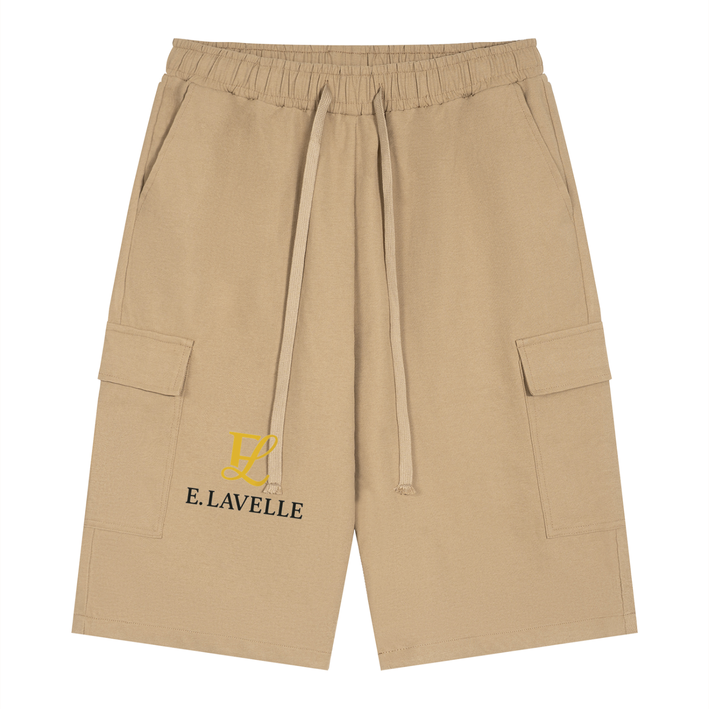 ELavelle Unisex Drawstring Cargo Shorts Gold logo
