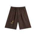 Unisex Plaid Wide Leg Shorts  Black & Gold Logo