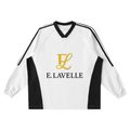 Color-Block V-Neck Long-Sleeve T-Shirt Gold Logo
