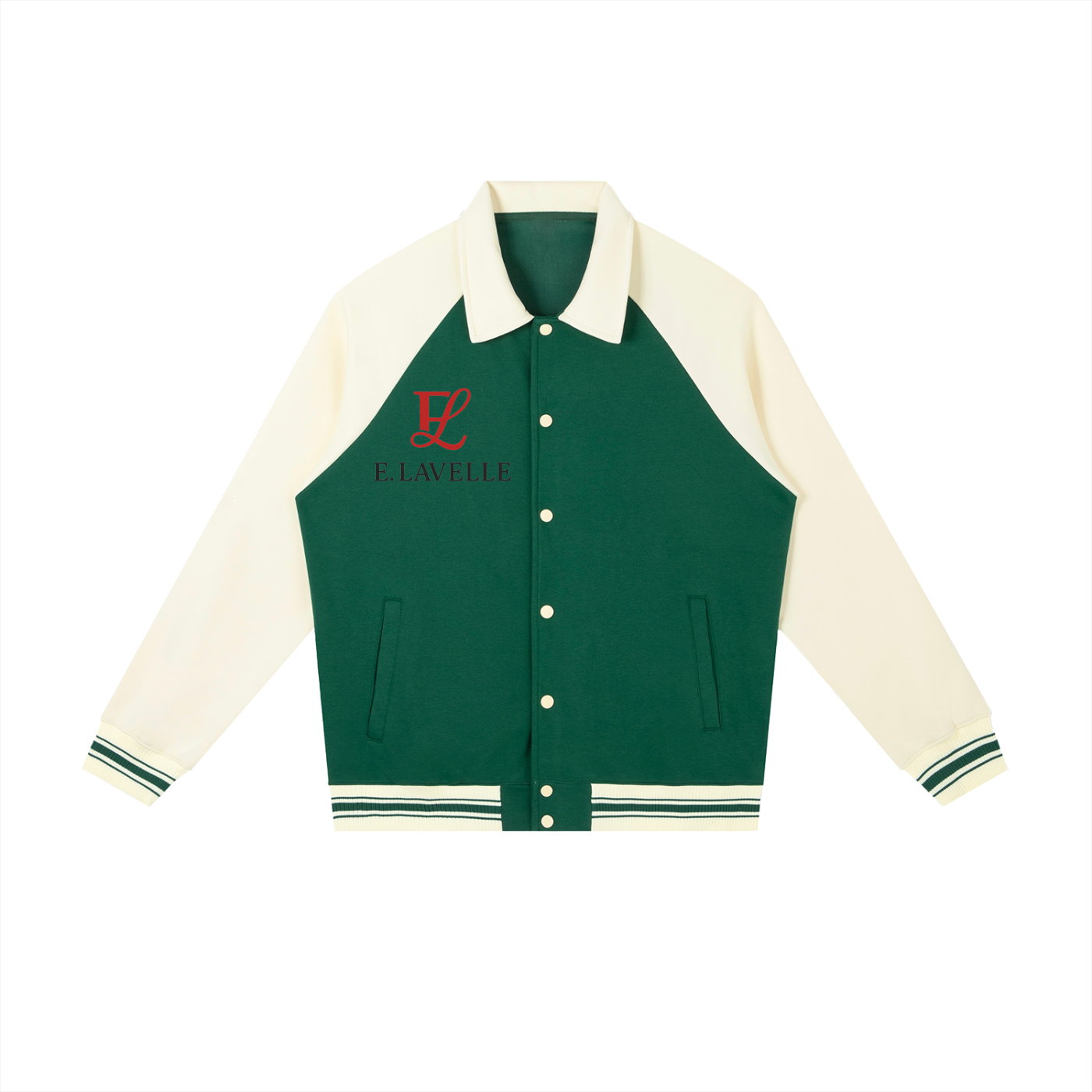 Contrast Raglan Sleeve Baseball Jacket Red Logo