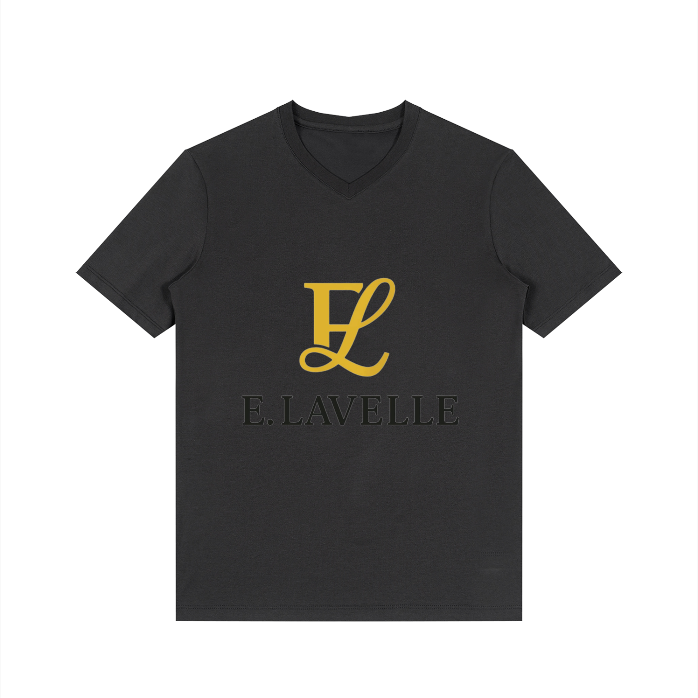 Men's Solid V-Neck T-Shirt Gold Logo