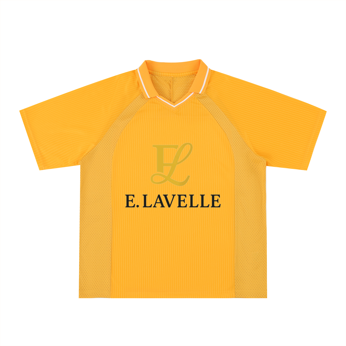 Striped V-Neck Soccer Jersey Gold Logo