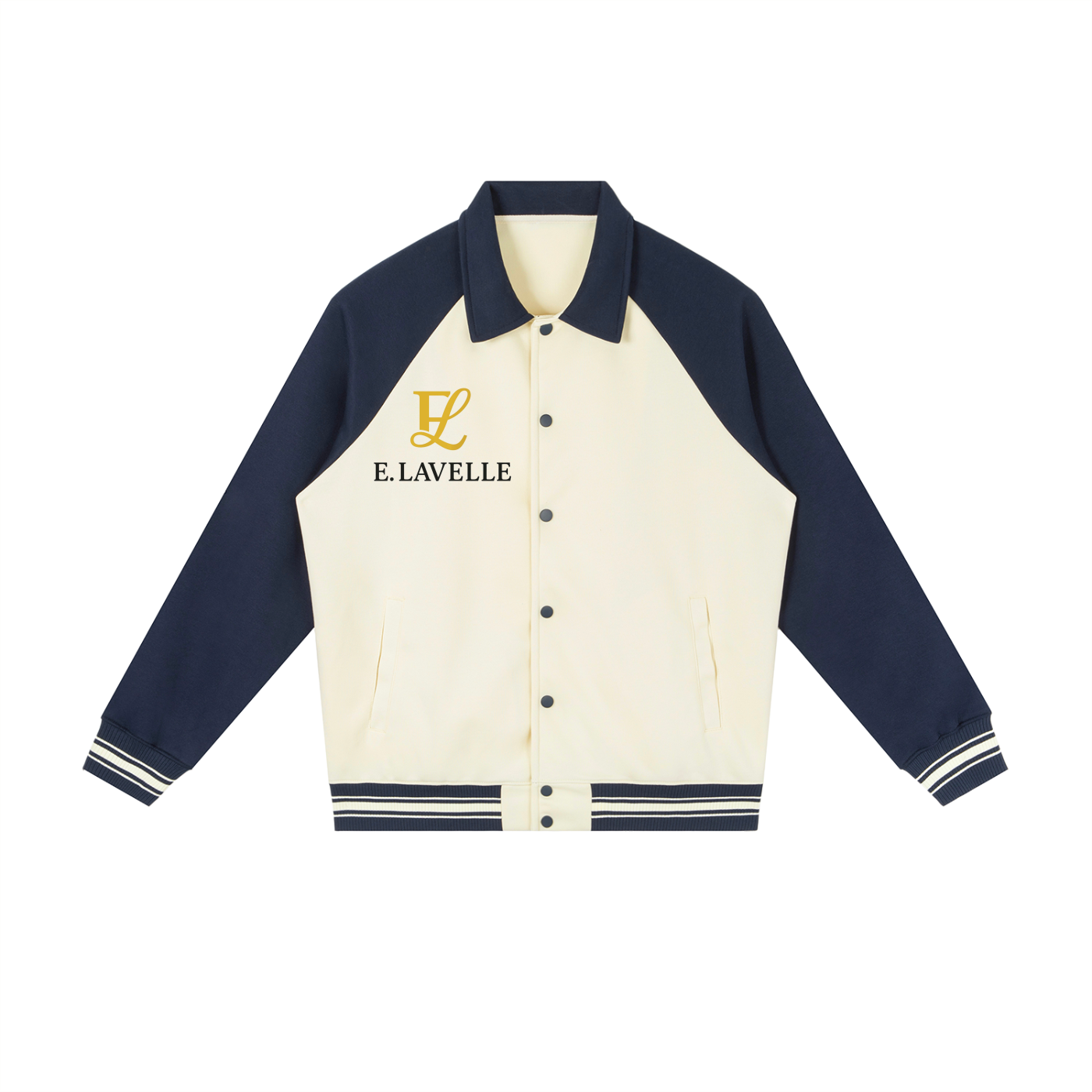 Contrast Raglan Sleeve Baseball Jacket Gold Logo