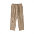 ELavelle Cotton Elastic-Waist Cargo Pants Black & Gold logo