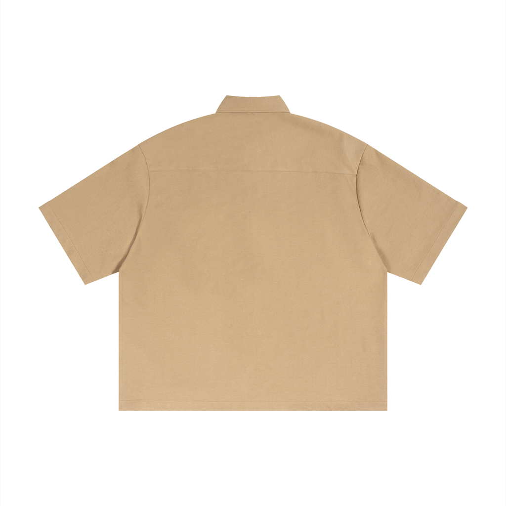 Unisex Boxy Heavyweight Short Sleeve Shirt Gold Logo