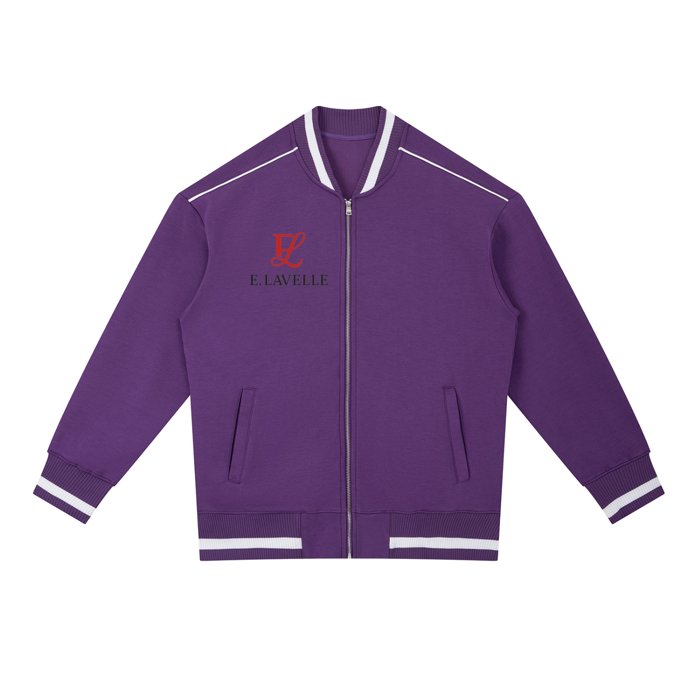 Contrast Piping Zip Bomber Jacket Red Logo