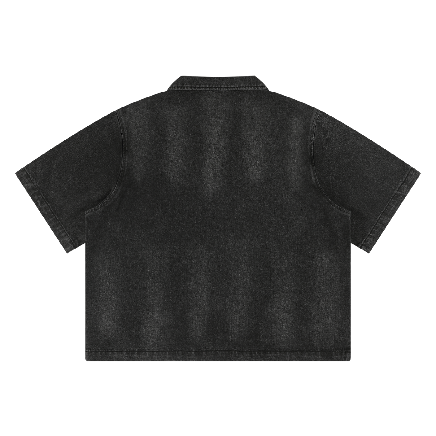 Unisex Vintage Washed Full-Zip Denim Shirt Gold Logo