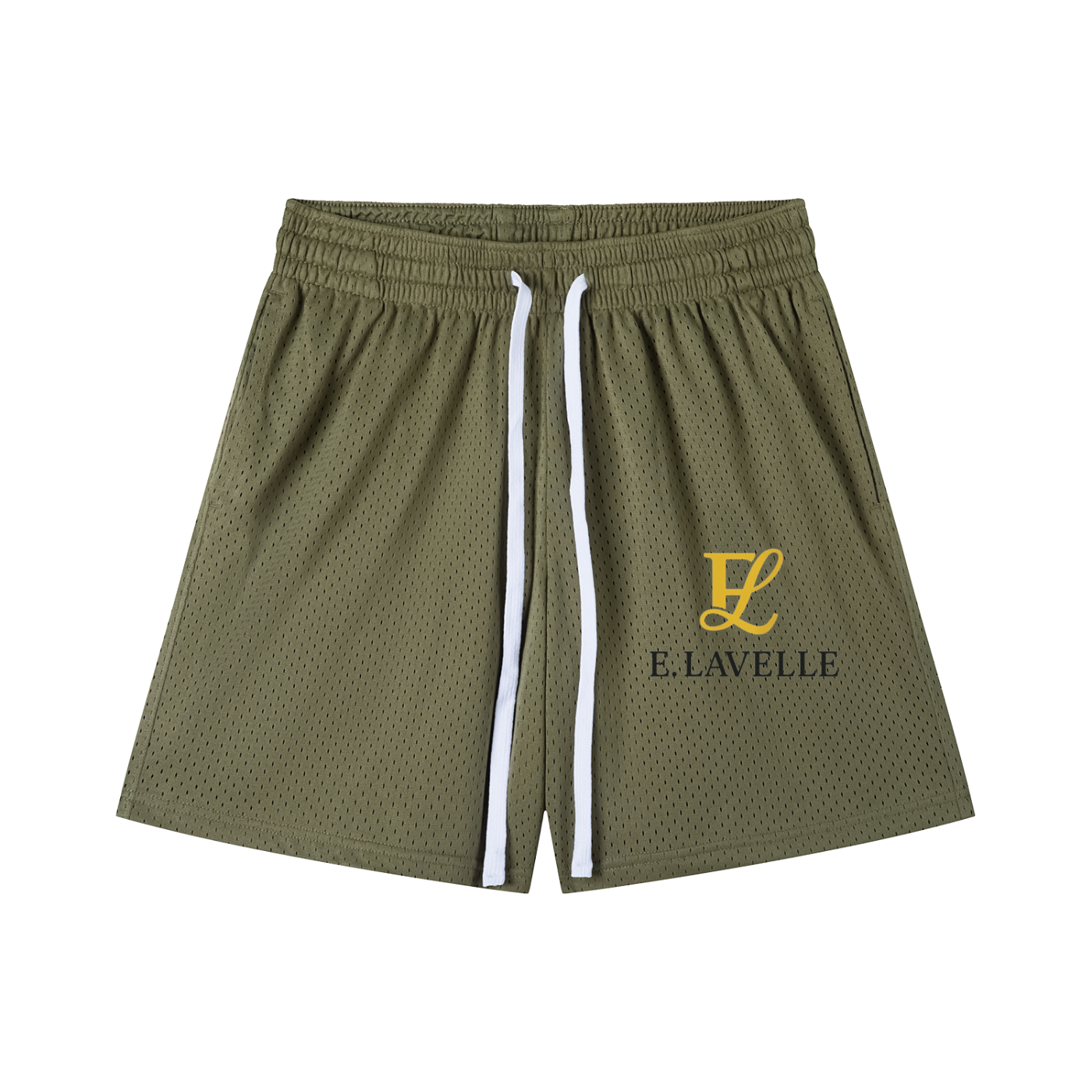 Mesh Drawstring Shorts Gold Logo