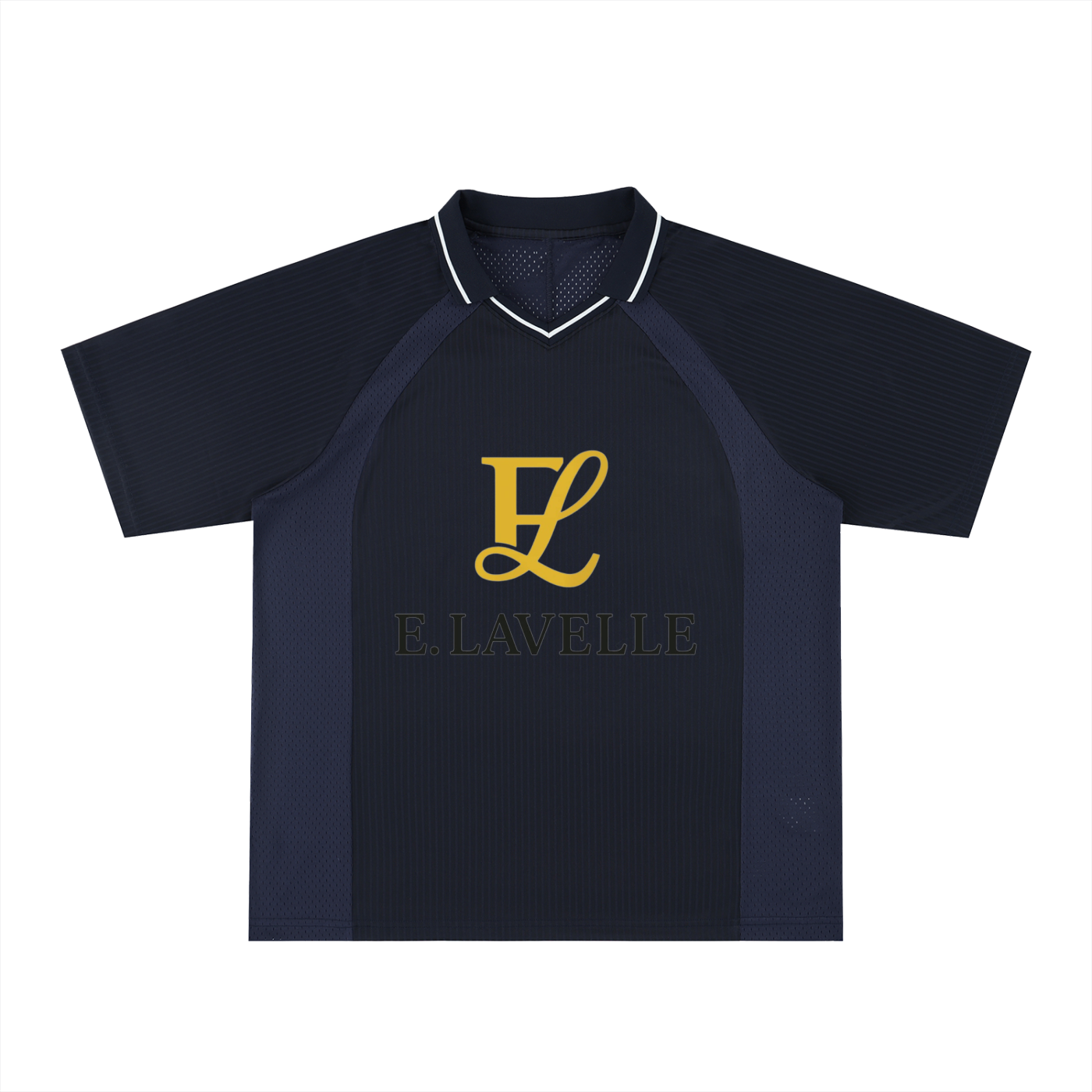 Striped V-Neck Soccer Jersey Gold Logo