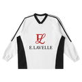 Color-Block V-Neck Long-Sleeve T-Shirt Red Logo
