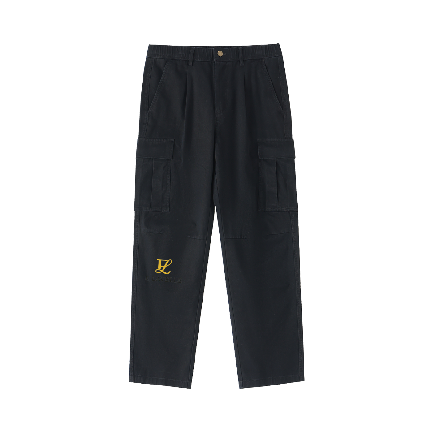 ELavelleCotton Elastic-Waist Cargo Pants Gold Logo