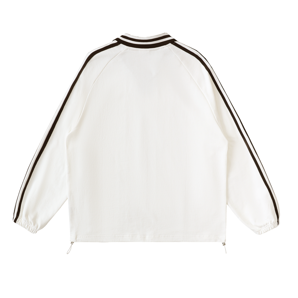 Contrast Striped Lapel Collar Sweatshirt Black & Gold Logo