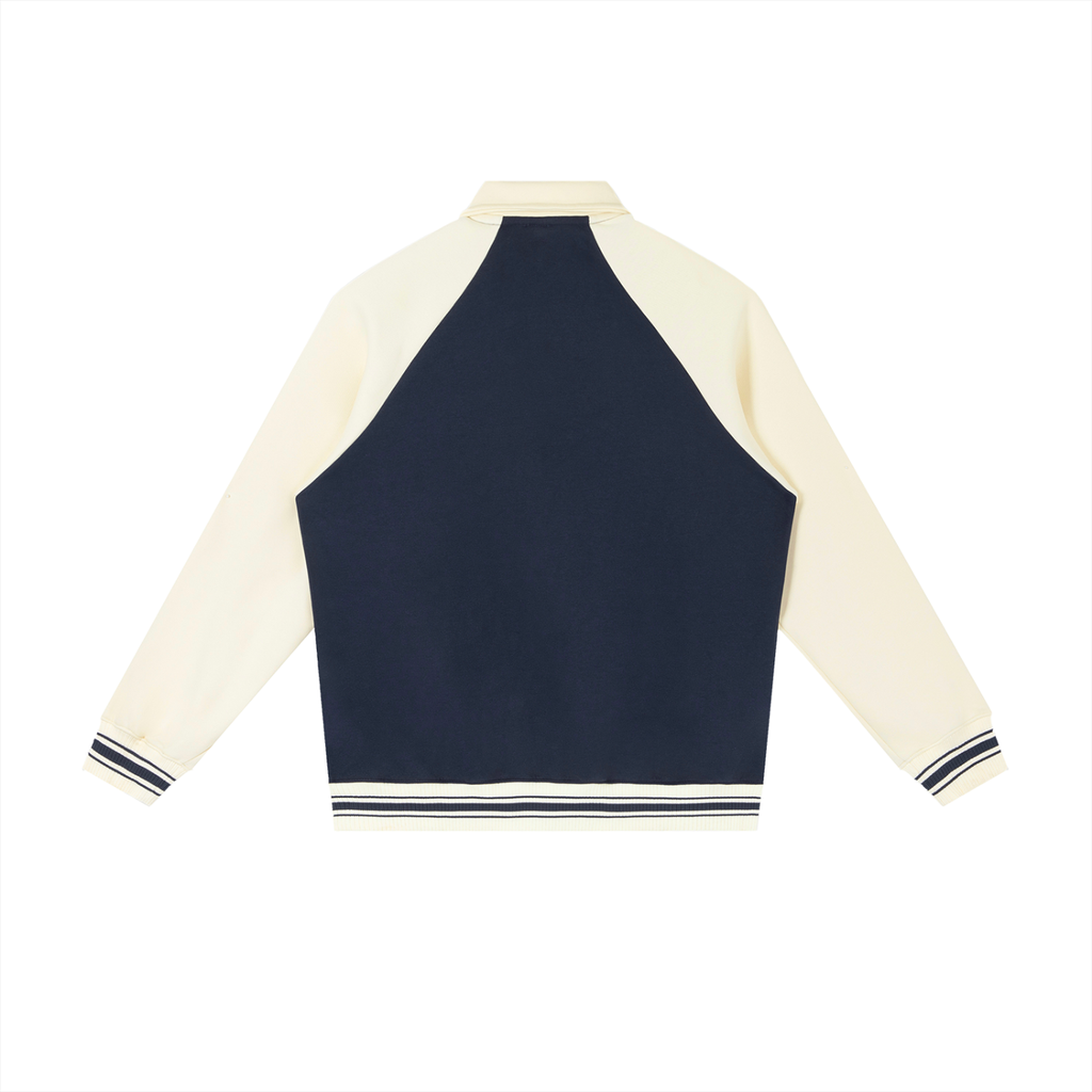 Contrast Raglan Sleeve Baseball Jacket Gold Logo
