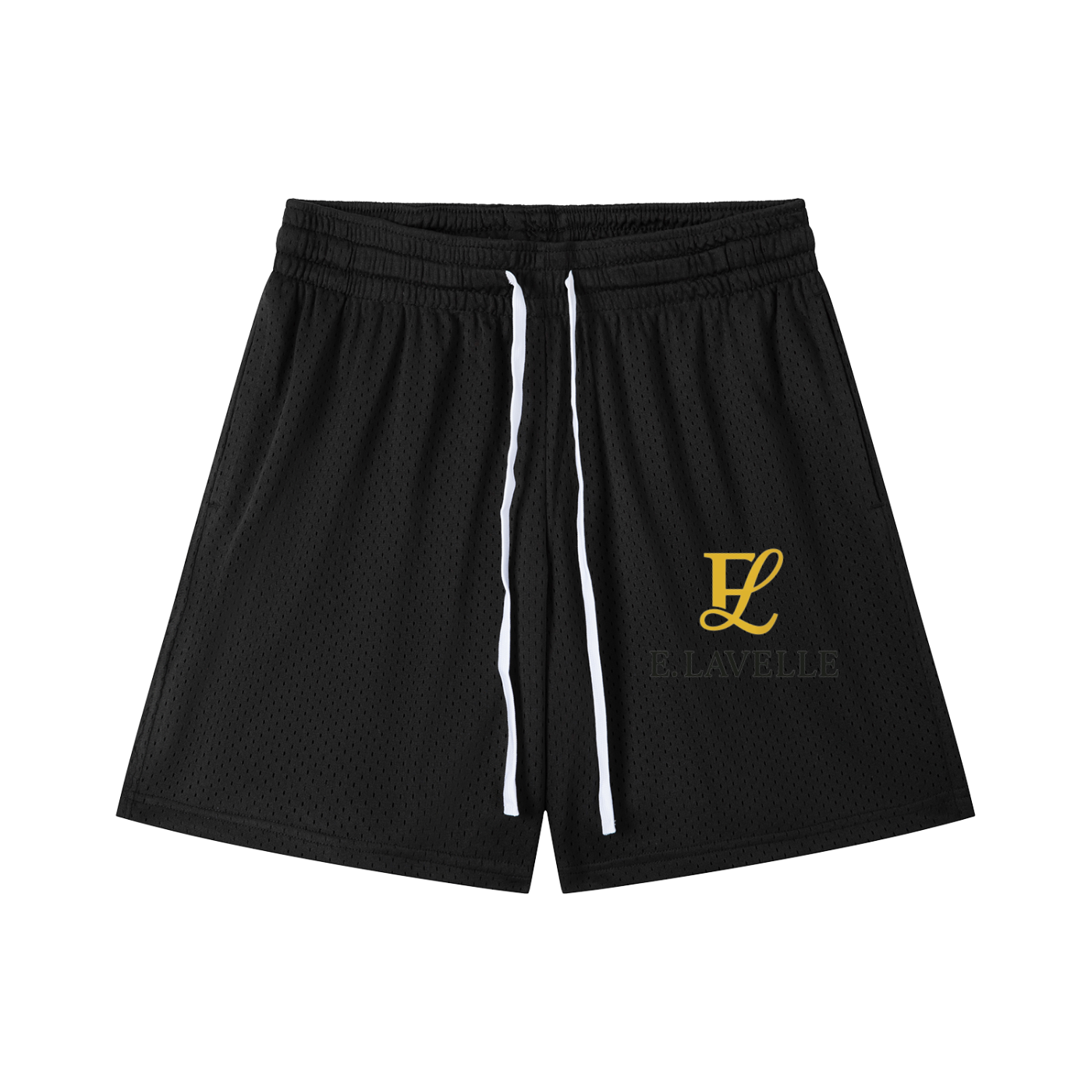 Mesh Drawstring Shorts Gold Logo