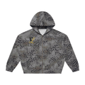 Unisex Vintage Wash Leopard Full Zip Hoodie Black & Gold Logo