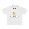 Striped V-Neck Soccer Jersey Gold Logo