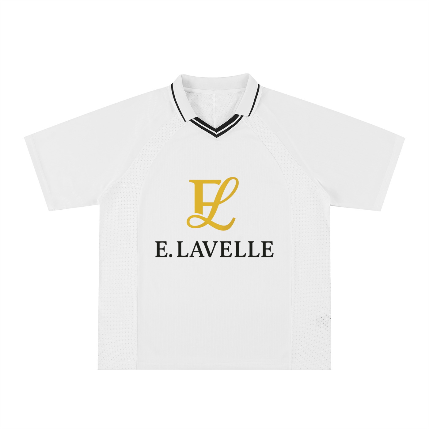 Striped V-Neck Soccer Jersey Gold Logo