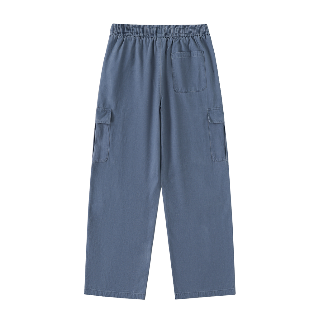 ELavelle Drawstring Waist Straight-Leg Cargo Pants Black & Gold Logo