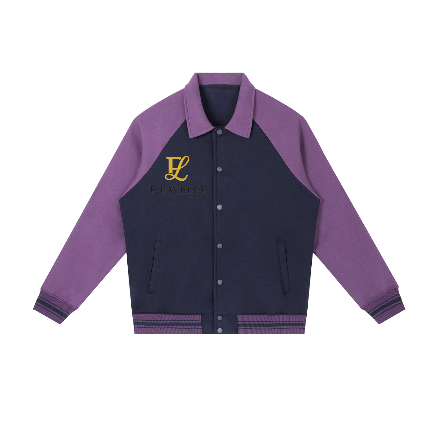 Contrast Raglan Sleeve Baseball Jacket Gold Logo