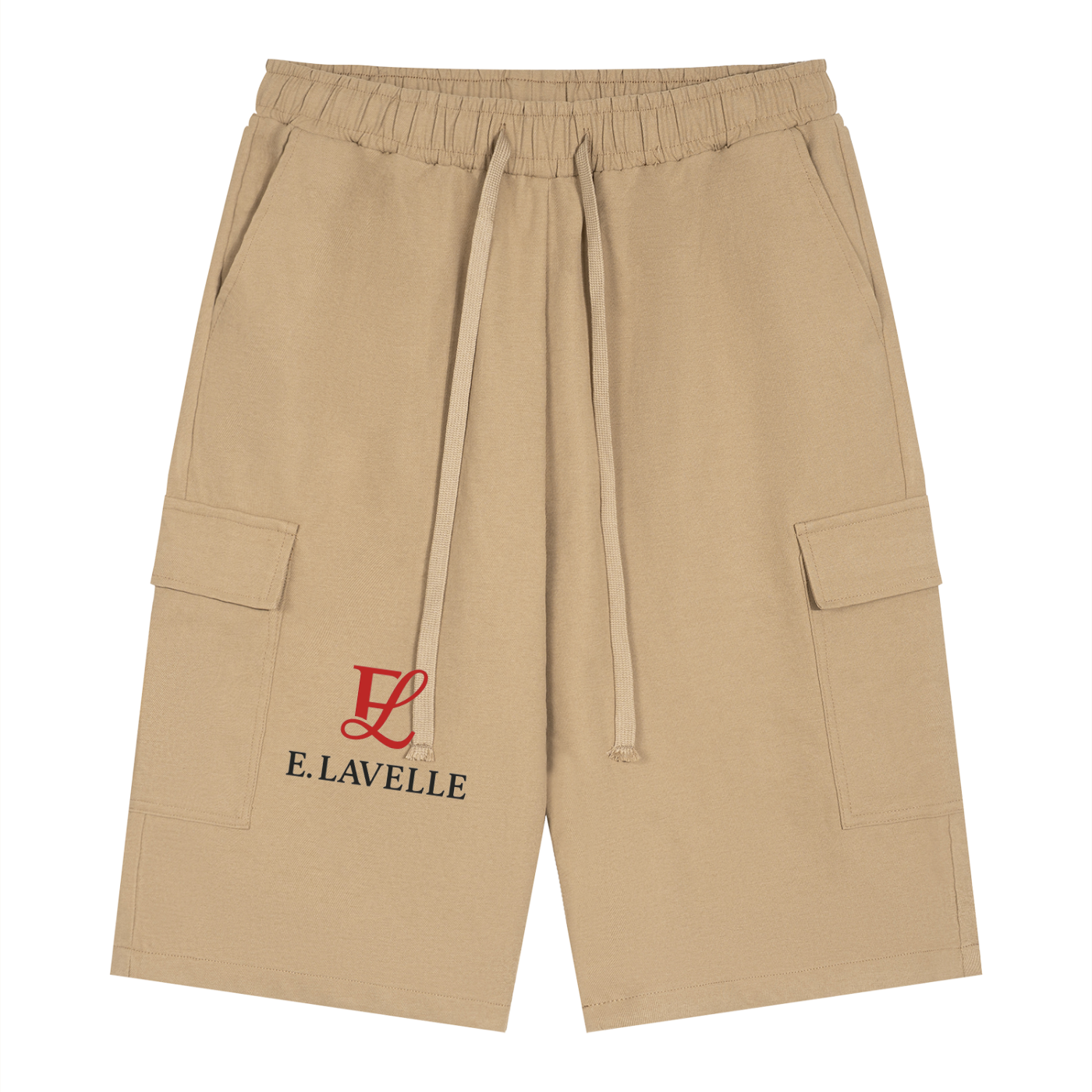 ELavelle Unisex Drawstring Cargo Shorts Red Logo