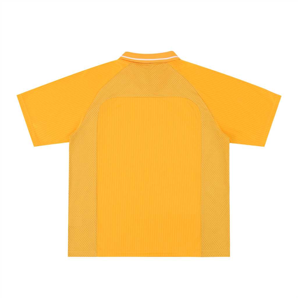Striped V-Neck Soccer Jersey Black & Gold Logo